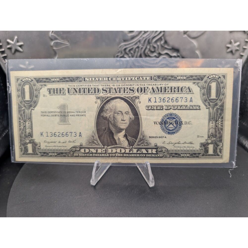 1957A $1 Silver Certificate • Blue Seal • K13626673A • Clean Circulated